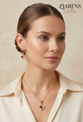 Ziarens Gold Plated Square Ruby Red Crystal Pendant Necklace & Earrings Set